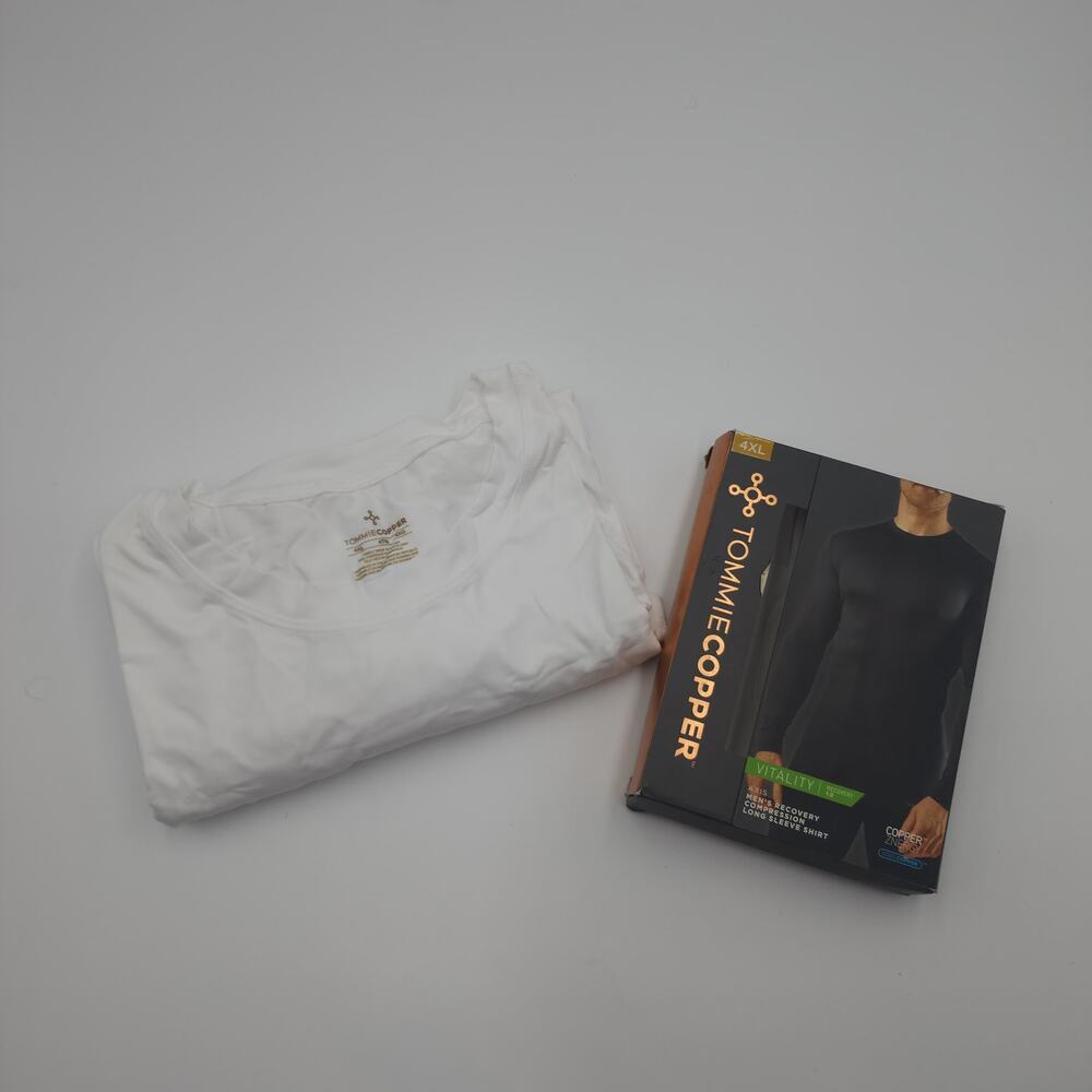 Tommie Copper Vitality Axis Recovery Compression Long Sleeve Shirt in White 4X